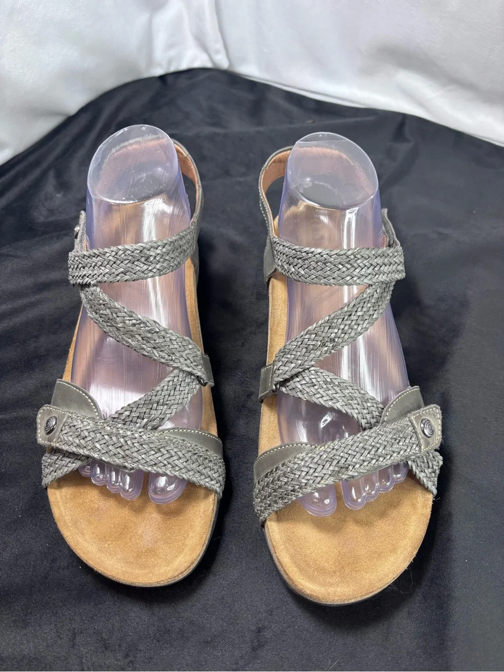 Taos Trulie Women’s Backstrap Sandals Dark Grey Leather Size 11-11.5